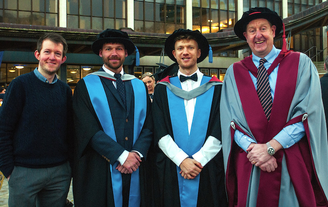 Alex, Carl, Toby, CS academic regalia